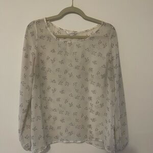 Women's White Blouse with Bird Print
